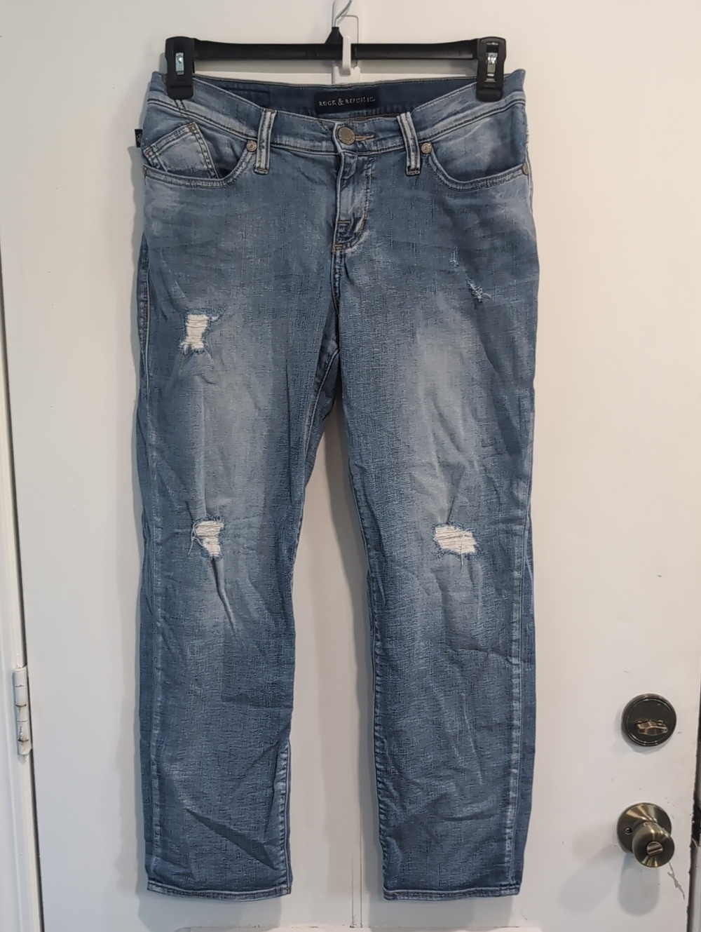 Rock & Republic Distressed Indee Light Wash Faded Boyfriend Jeans Size 8
